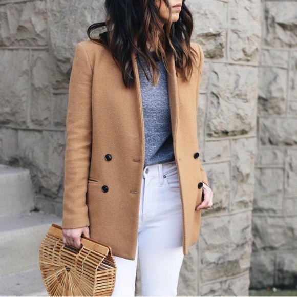 Banana Republic Wool Blend Camel Double-Breasted Blazer Coat - Picture 2 of 5